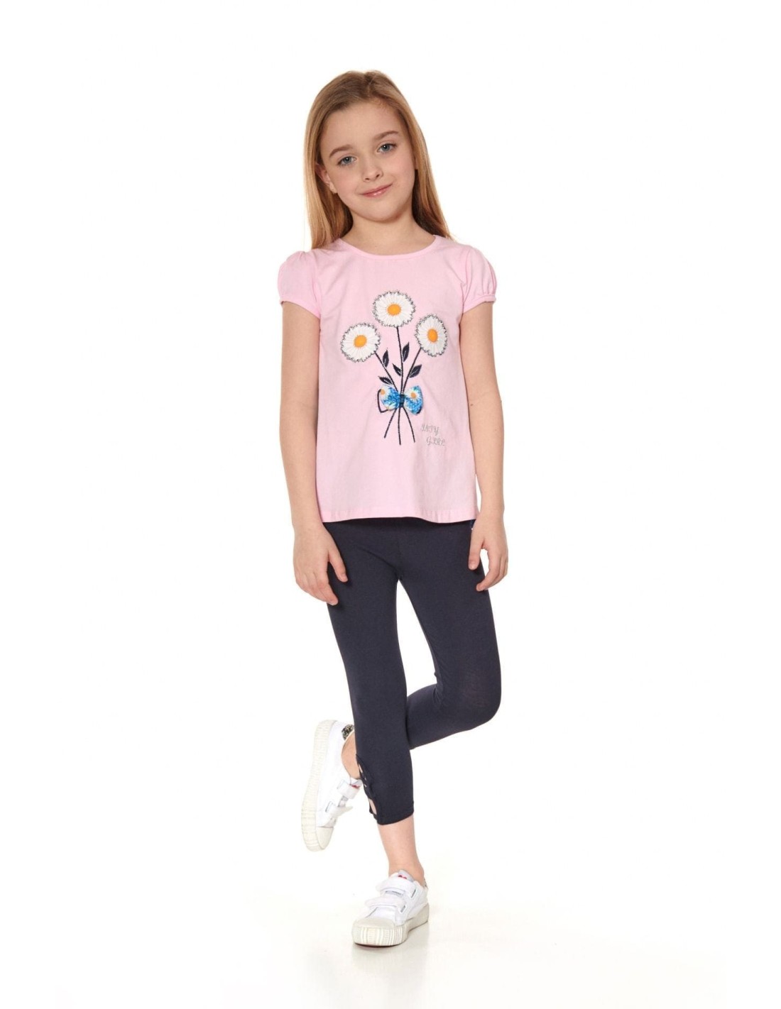 Girls\' blouse with flowers, light pink NDZ8157 - Online store - Boutique